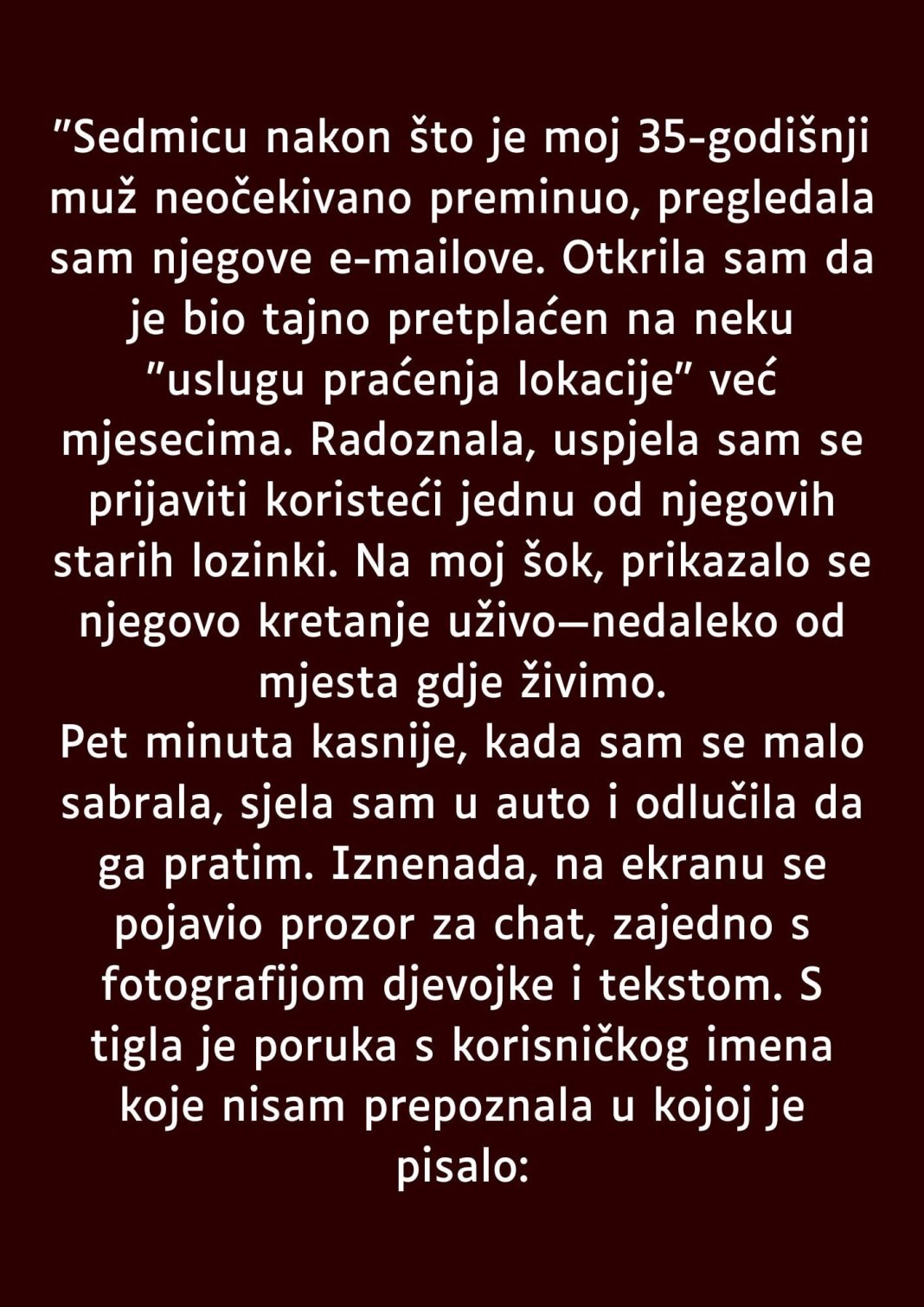 “Sedmicu nakon što je moj 35-godišnji muž neočekivano preminuo…” - featured image “Sedmicu nakon što je moj 35-godišnji muž neočekivano preminuo…” - featured image