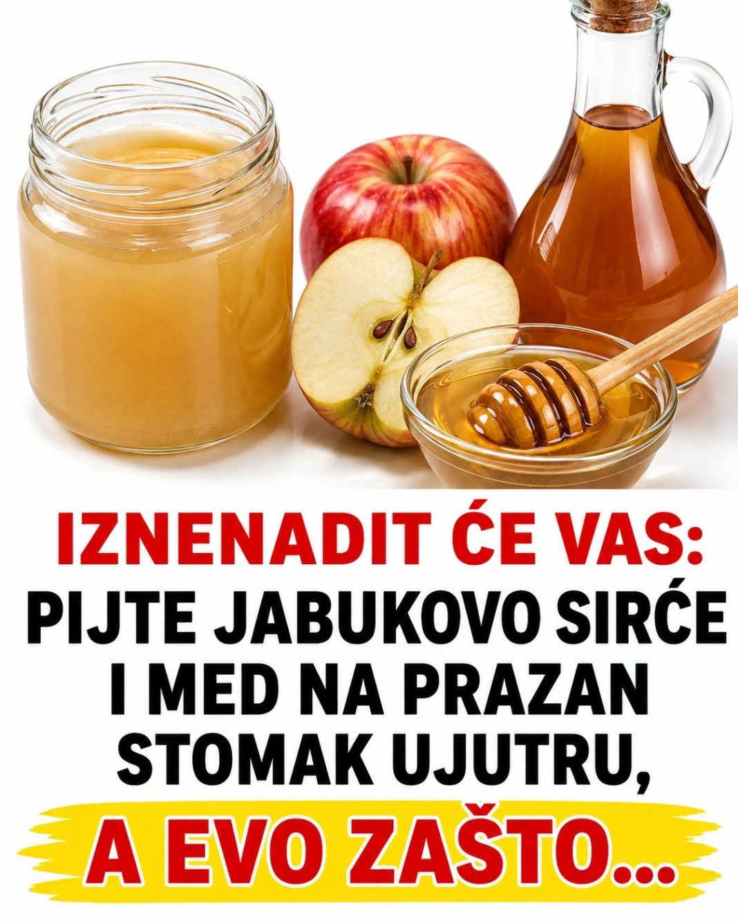 IZNENADIT ĆE VAS: Pijte jabukovo sirće i med na prazan stomak ujutru, a evo zašto… - featured image